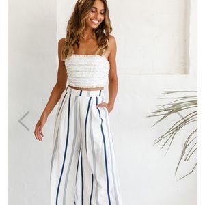 Frill Embellished White Crop Top